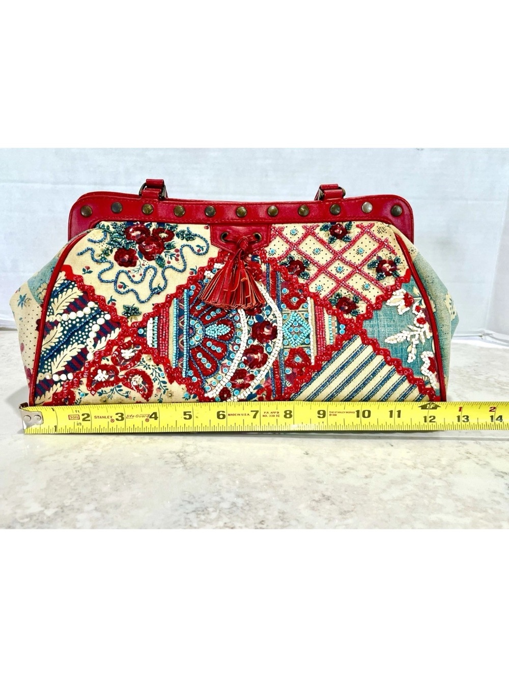 RARE Isabella Fiore Marrakesh Beaded Patchwork Shoulder Handbag With Dust Bag - Picture 14 of 16